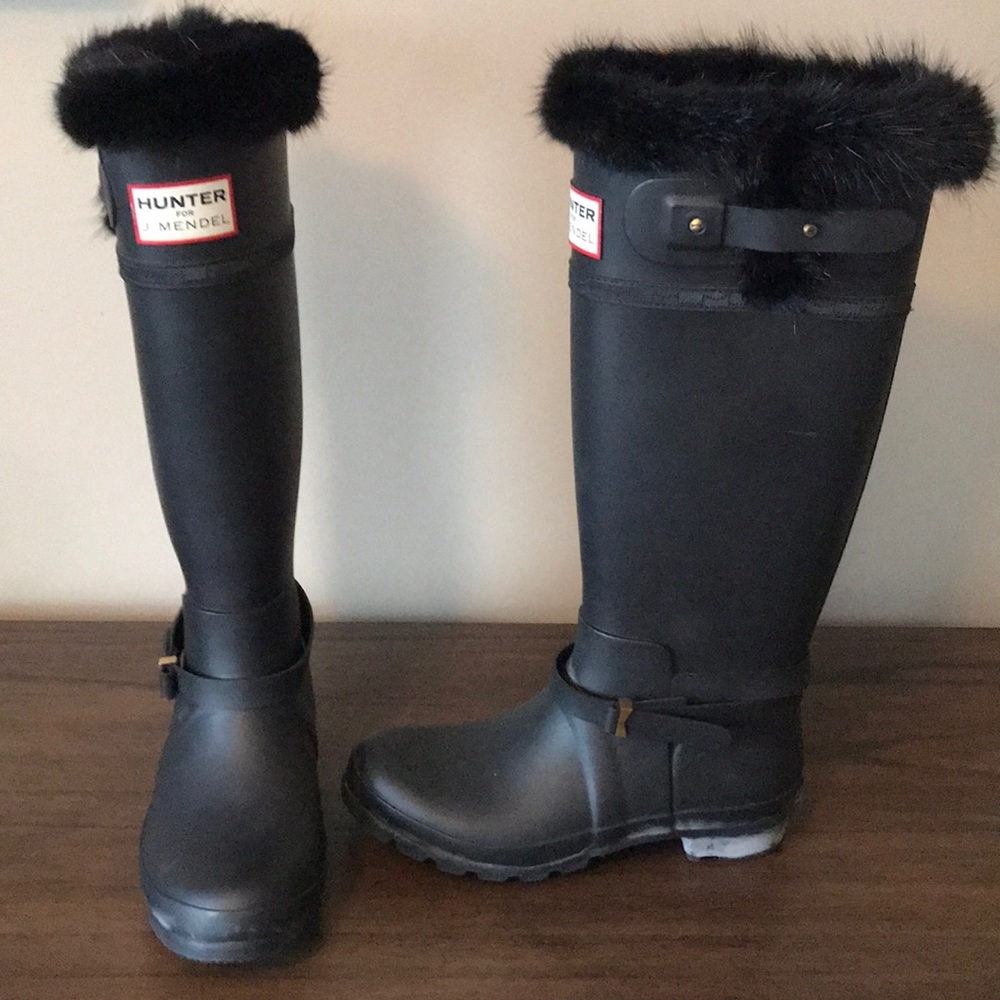 Hunter for J. Mendel Rain Boots with Fur Trim